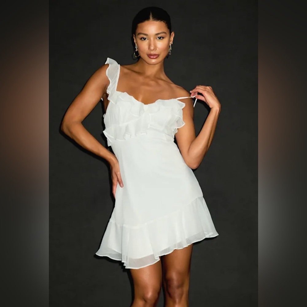Lulu's White Ruffle Mini Dress